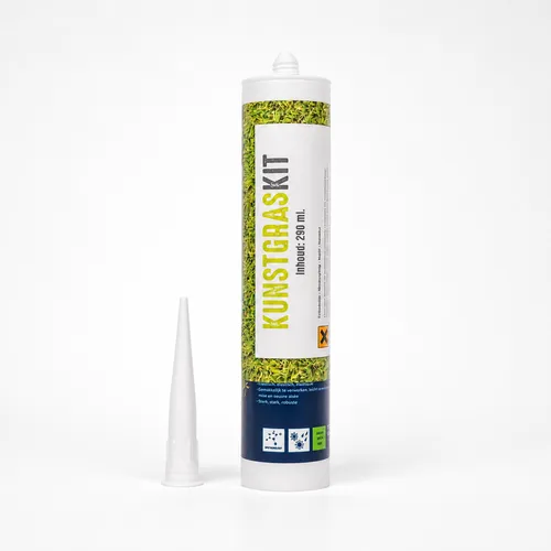 Kartusche Kunstrasen-Kleber (290 ml) mit separater Spritzdüse daneben